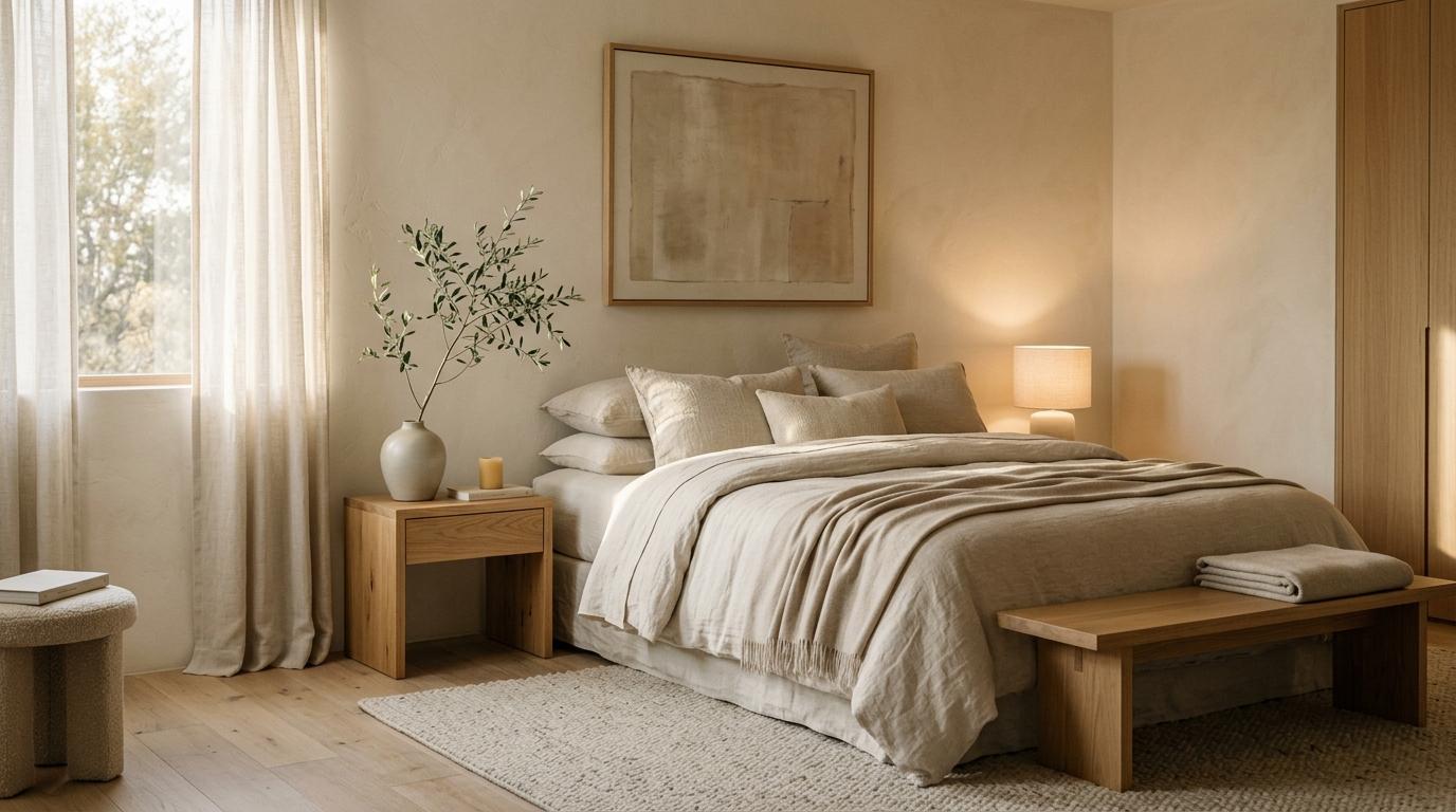 Serene bedroom atmosphere representing RA7A mattress comfort